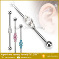 316L Surgical Steel Black IP Three Clear CZ Plated Ear Industrial Barbell